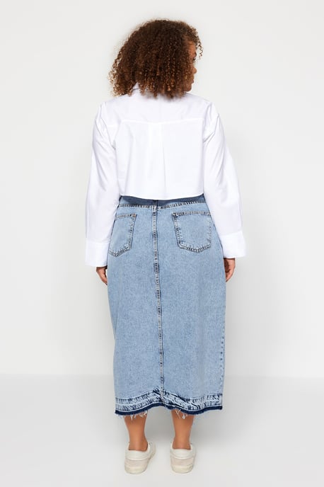 Trendyol Curve Dam Blå Enfärgad Maxi A-linje A-linje Plus size Kjolar - Image 4