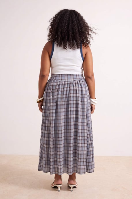 Trendyol Curve Dam Ecru Rutig Maxi Plus size Kjolar - Image 3