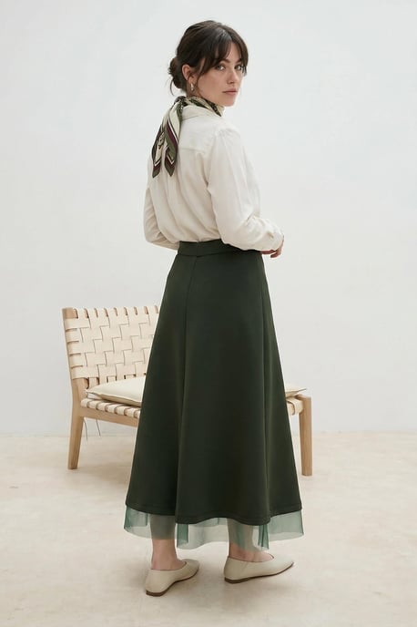 Trendyol Modest Dames Kaki Effen Maxi Modest Rokken - Image 2
