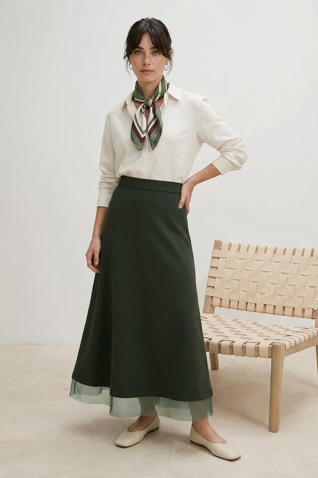 Trendyol Modest Dames Kaki Effen Maxi Modest Rokken - Image 6