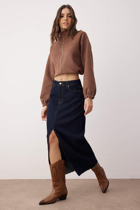 TRENDYOLMİLLA Dames Blauw Effen Maxi Kokerrok- rok Kokerrok- rok Rokken - Image 6