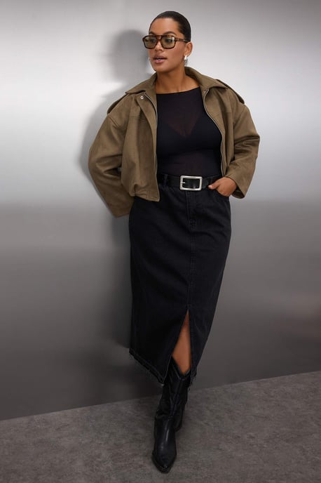 Trendyol Curve Dam Svart Enfärgad Maxi A-linje A-linje Plus size Kjolar - Image 1