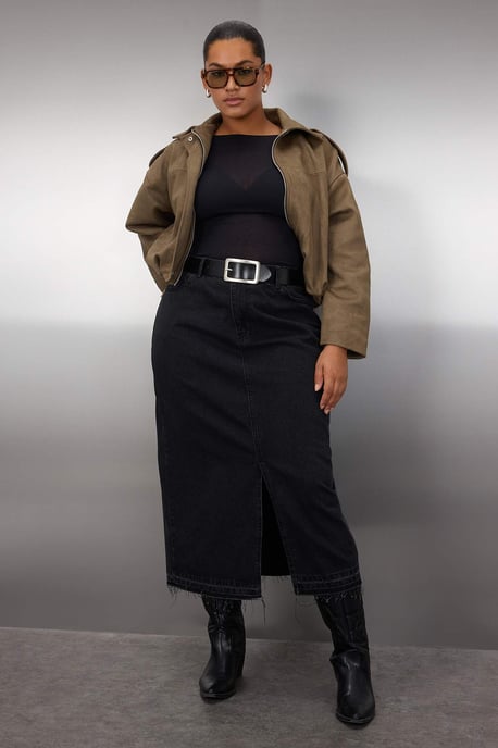 Trendyol Curve Dam Svart Enfärgad Maxi A-linje A-linje Plus size Kjolar - Image 6