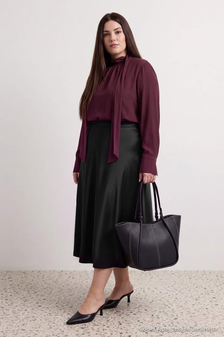 Trendyol Curve Dames Zwart Effen Maxi Grote maten Rokken - Image 6