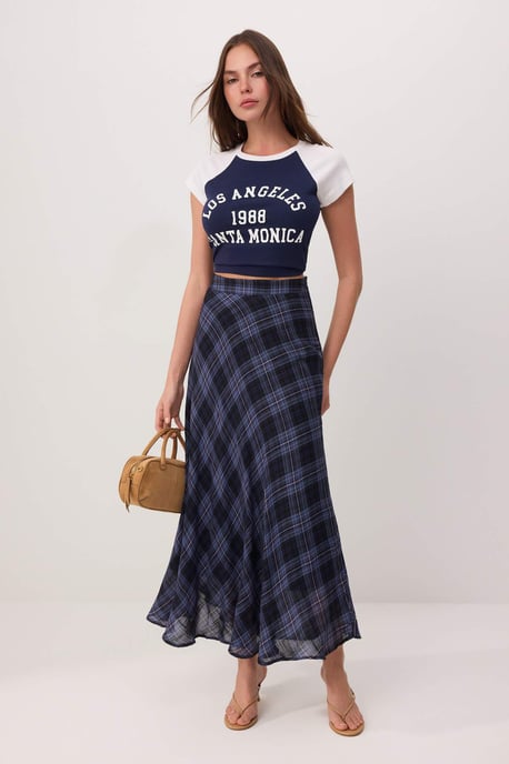 TRENDYOLMİLLA Dames Blauw Geruit Maxi A-lijn Rokken - Image 1