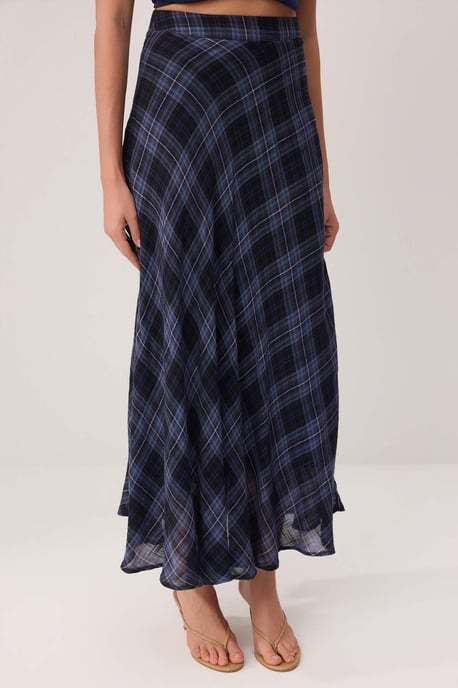 TRENDYOLMİLLA Dames Blauw Geruit Maxi A-lijn Rokken - Image 2
