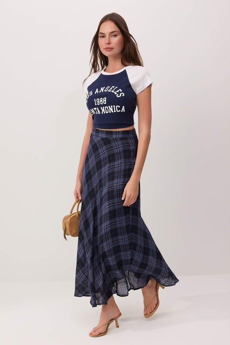 TRENDYOLMİLLA Dames Blauw Geruit Maxi A-lijn Rokken - Image 4