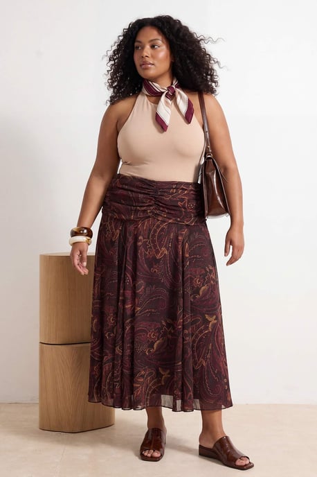 Trendyol Curve Dam Flerfärgad Etniskt mönster Maxi Plus size Kjolar - Image 1