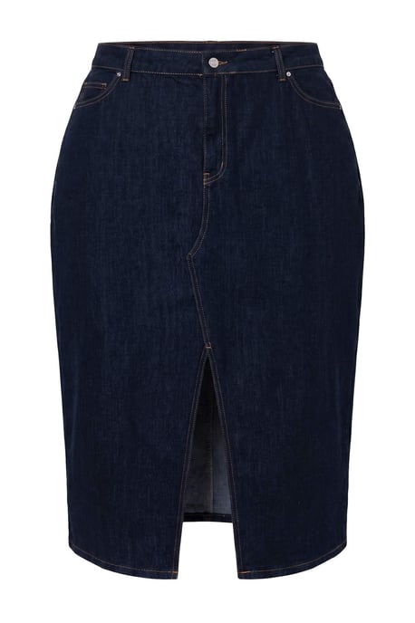 Trendyol Curve Dam Mörkblå Enfärgad Maxi Penn kjol Plus size Kjolar - Image 4