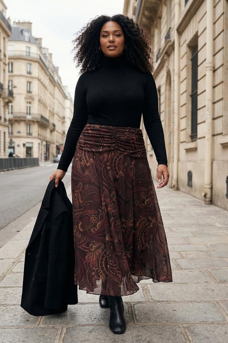 Trendyol Curve Dam Flerfärgad Etniskt mönster Maxi Plus size Kjolar - Image 5