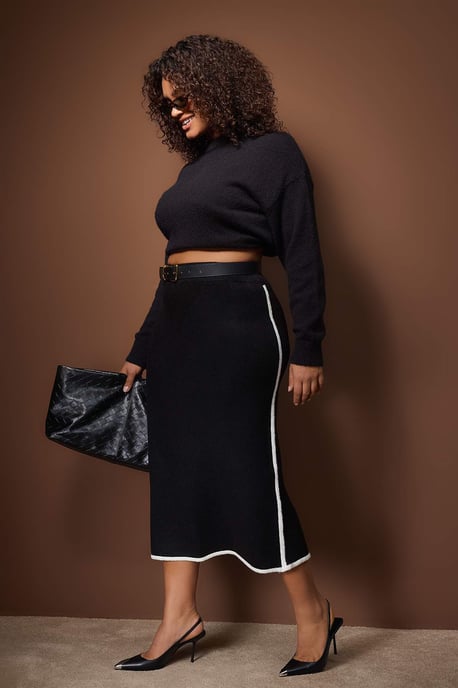 Trendyol Curve Dam Svart Randig Maxi Penn kjol Plus size Kjolar - Image 2