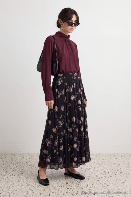 Trendyol Modest Dames Meerkleurig Bloemen Maxi A-lijn Modest Rokken - Image 2