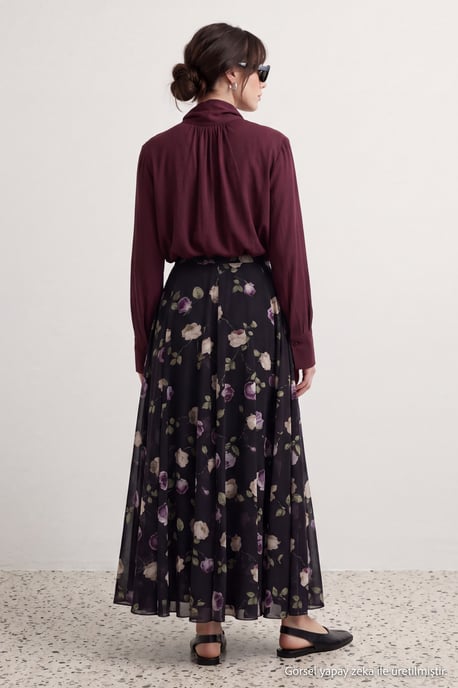 Trendyol Modest Dames Meerkleurig Bloemen Maxi A-lijn Modest Rokken - Image 3