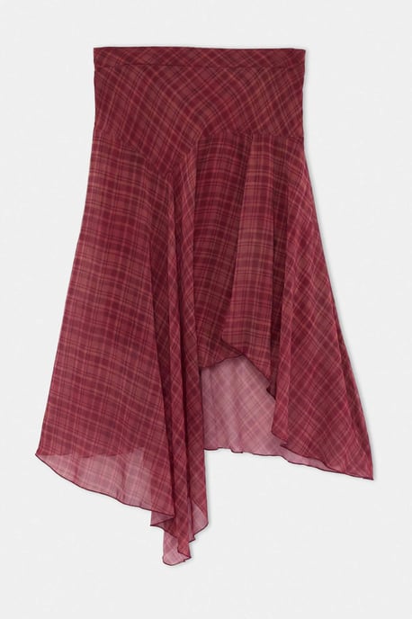 Trendyol Curve Dam Vinröd Rutig Maxi Plus size Kjolar - Image 2