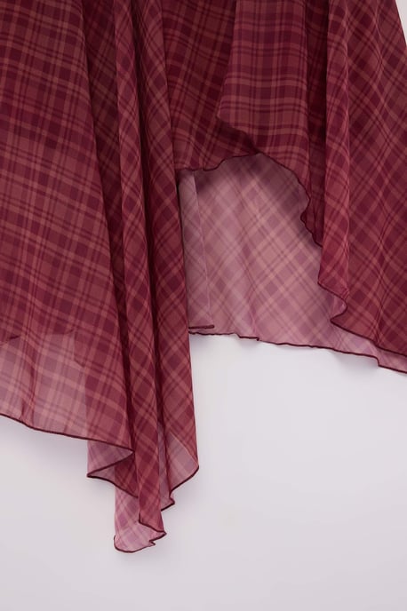 Trendyol Curve Dam Vinröd Rutig Maxi Plus size Kjolar - Image 3