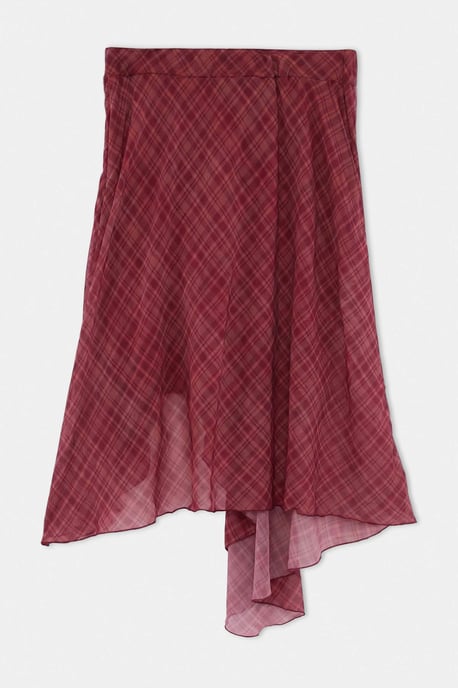 Trendyol Curve Dam Vinröd Rutig Maxi Plus size Kjolar - Image 4