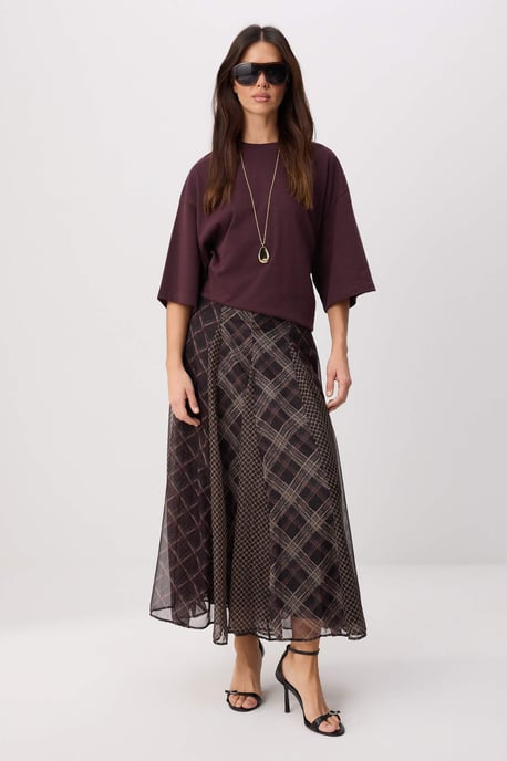 Trendyol Modest Dames Bruin Geruit Maxi A-lijn Modest Rokken - Image 4