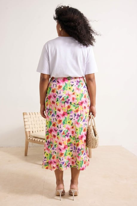 Trendyol Curve Dam Flerfärgad Blommig Maxi Plus size Kjolar - Image 2