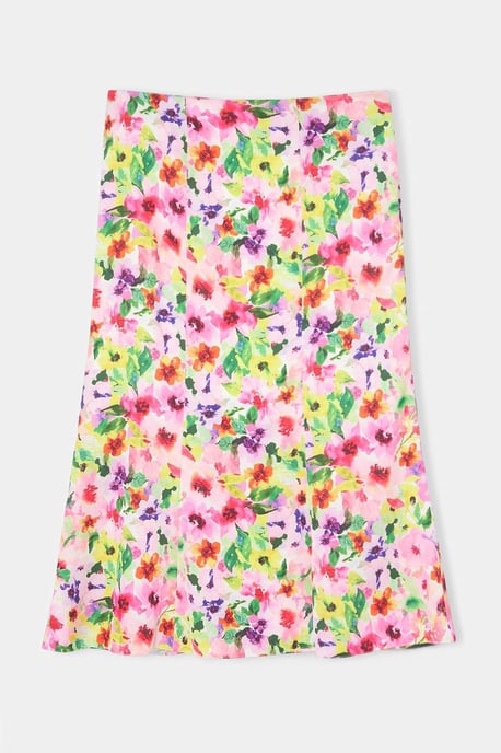 Trendyol Curve Dam Flerfärgad Blommig Maxi Plus size Kjolar - Image 3