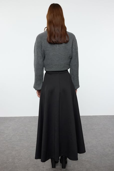 Trendyol Modest Dames Zwart Effen Maxi Uitlopend rok A-lijn Modest Rokken - Image 4
