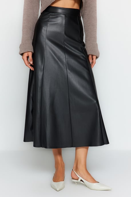 TRENDYOLMİLLA Dames Zwart Effen Maxi A-lijn A-lijn Rokken - Image 2