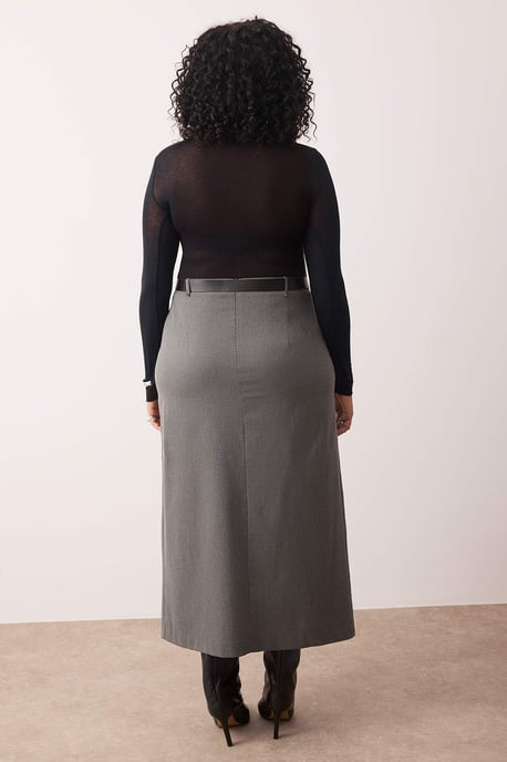 Trendyol Curve Dam Grå Enfärgad Maxi Plus size Kjolar - Image 3