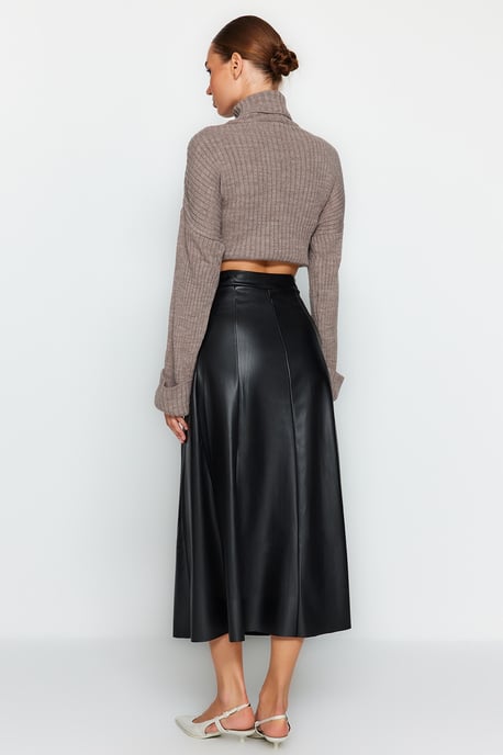 TRENDYOLMİLLA Dames Zwart Effen Maxi A-lijn A-lijn Rokken - Image 4