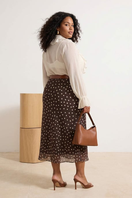 Trendyol Curve Dam Brun Prickig Maxi Sjöjungfru Plus size Kjolar - Image 5