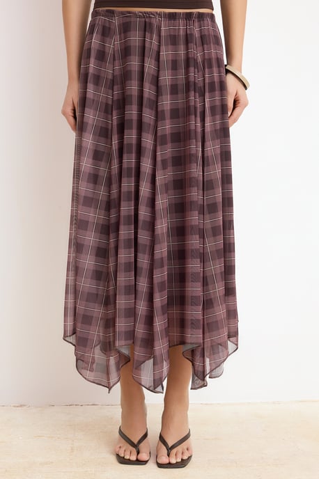 TRENDYOLMİLLA Dames Meerkleurig Geruit Maxi Asymmetrisch Rokken - Image 2