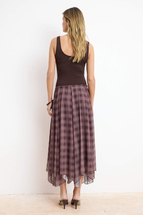 TRENDYOLMİLLA Dames Meerkleurig Geruit Maxi Asymmetrisch Rokken - Image 3