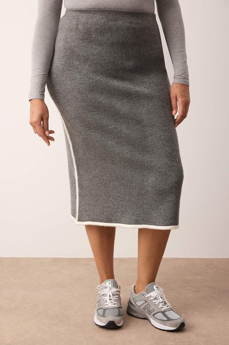 Trendyol Curve Dam Grå Randig Maxi Penn kjol Plus size Kjolar - Image 2