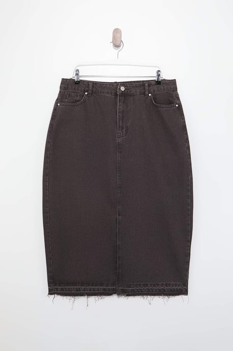 Trendyol Curve Dam Brun Enfärgad Maxi A-linje A-linje Plus size Kjolar - Image 2