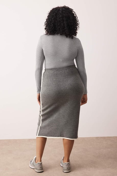 Trendyol Curve Dam Grå Randig Maxi Penn kjol Plus size Kjolar - Image 3