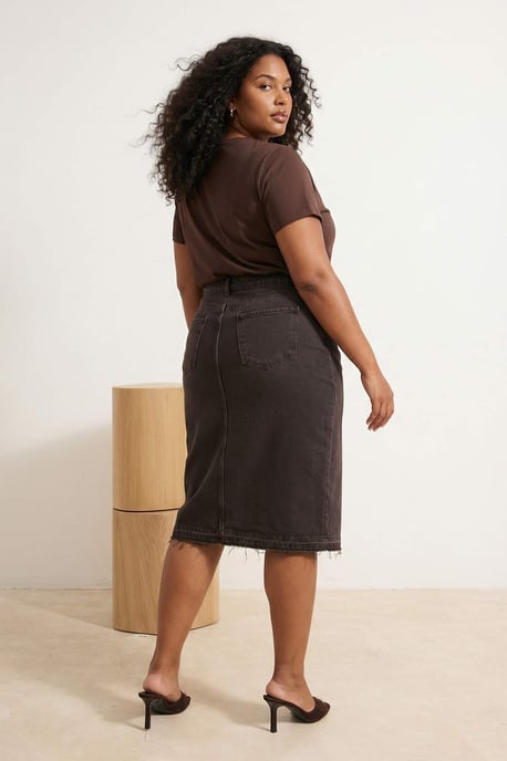 Trendyol Curve Dam Brun Enfärgad Maxi A-linje A-linje Plus size Kjolar - Image 5