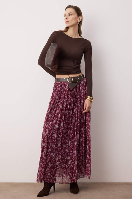 TRENDYOLMİLLA Dames Roze Bloemen Maxi Skater Rokken - Image 6