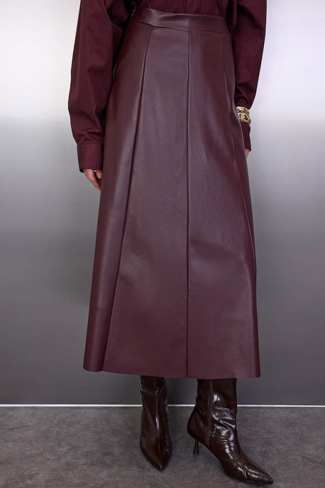TRENDYOLMİLLA Dames Bordeaux Effen Maxi A-lijn A-lijn Rokken - Image 2