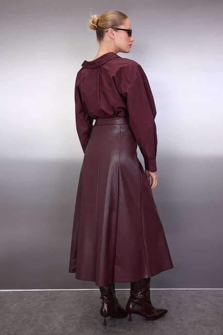 TRENDYOLMİLLA Dames Bordeaux Effen Maxi A-lijn A-lijn Rokken - Image 3