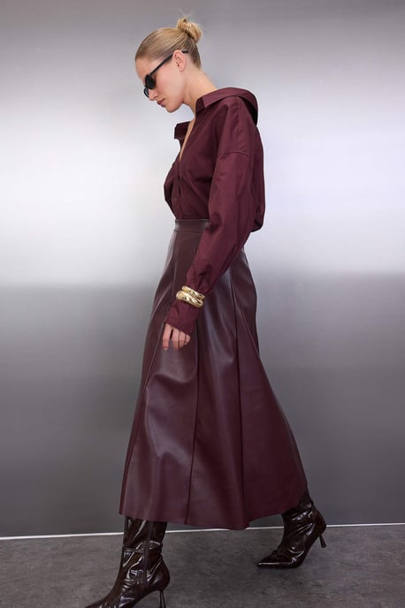 TRENDYOLMİLLA Dames Bordeaux Effen Maxi A-lijn A-lijn Rokken - Image 4