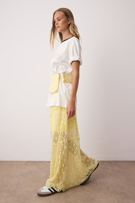 TRENDYOLMİLLA Women's Yellow Plain Maxi A-line A-line Skirts - Image 4