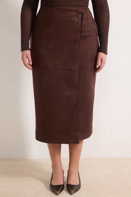 Trendyol Curve Dam Brun Enfärgad Midi Plus size Kjolar - Image 2