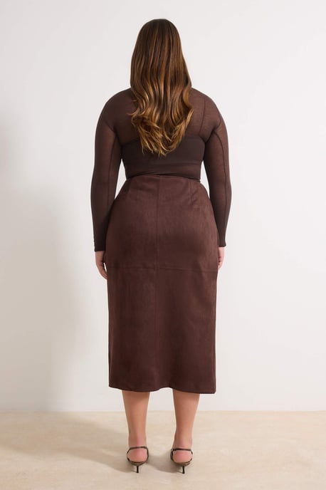 Trendyol Curve Dam Brun Enfärgad Midi Plus size Kjolar - Image 3