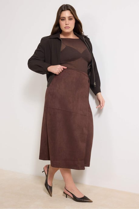 Trendyol Curve Dam Brun Enfärgad Midi Plus size Kjolar - Image 6