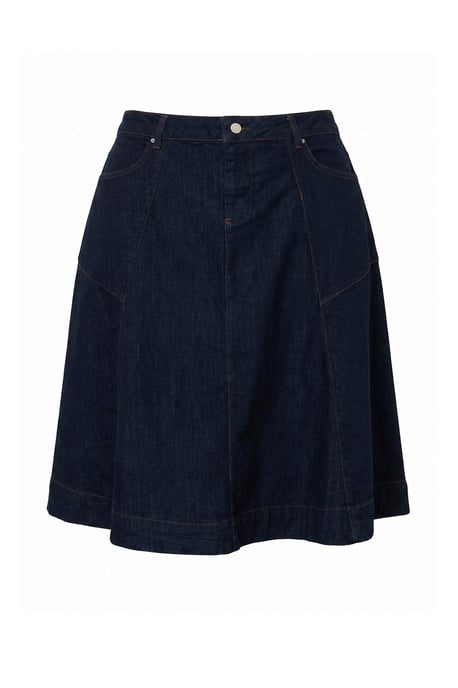 Trendyol Curve Dames Donkerblauw Effen Midi A-lijn Grote maten Rokken - Image 1