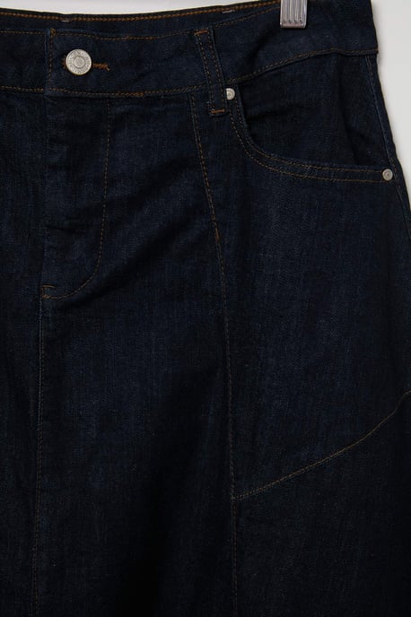 Trendyol Curve Dames Donkerblauw Effen Midi A-lijn Grote maten Rokken - Image 3
