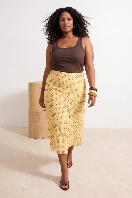 Trendyol Curve Dam Gul Djurmönster Midi A-linje Plus size Kjolar - Image 6
