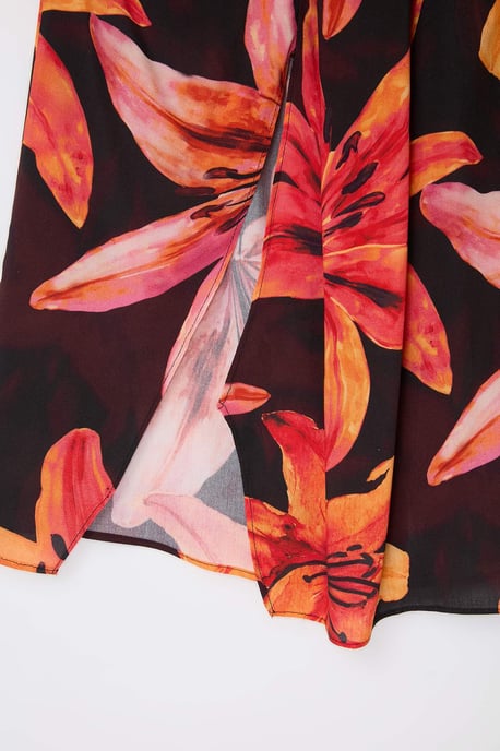 Trendyol Curve Dam Svart Blommig Midi Plus size Kjolar - Image 4