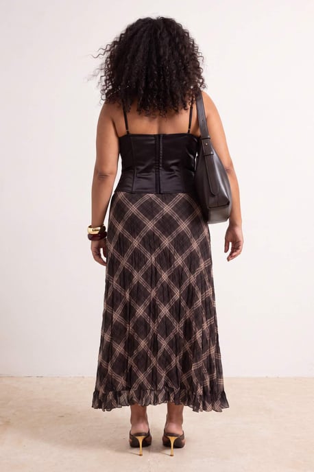 Trendyol Curve Dam Flerfärgad Rutig Midi Plus size Kjolar - Image 2