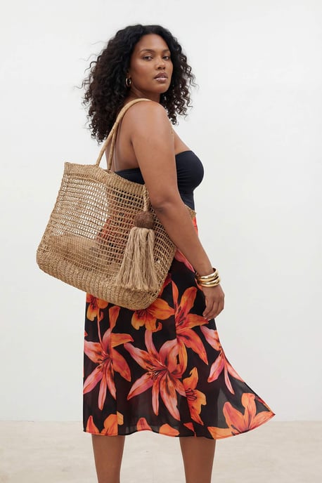 Trendyol Curve Dam Svart Blommig Midi Plus size Kjolar - Image 6
