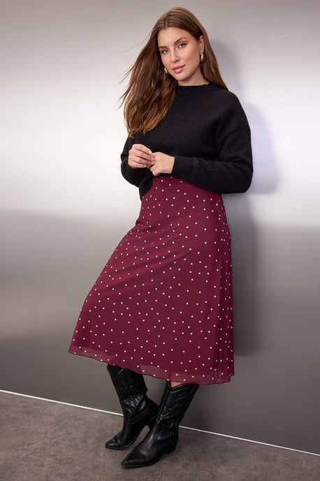 Trendyol Curve Dam Vinröd Djurmönster Midi A-linje Plus size Kjolar - Image 6