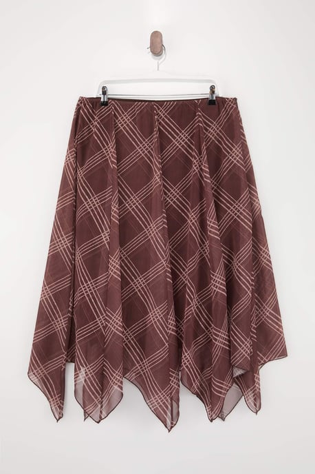 Trendyol Curve Dam Brun Rutig Midi Plus size Kjolar - Image 3